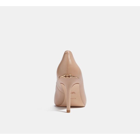 Coach Wiley Pump Women Color Beechwood Leather Slip on Rubber Outsole - Picture 4 of 5